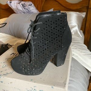 Black lace up booties